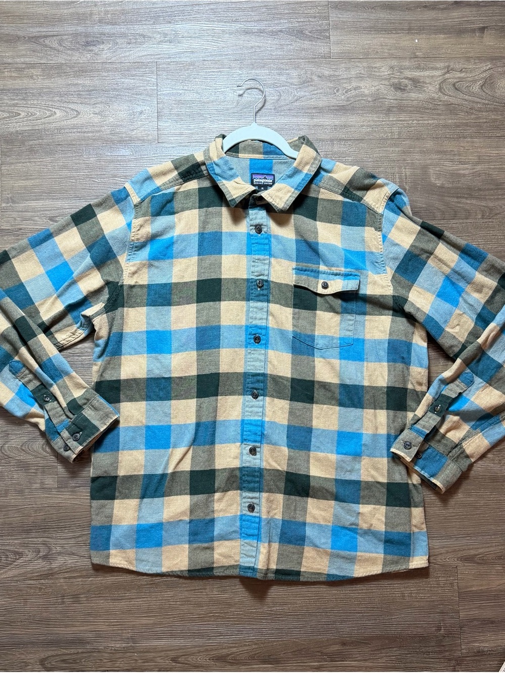 Patagonia Plaid Button-Down Shirt in Blue, Green & Cream